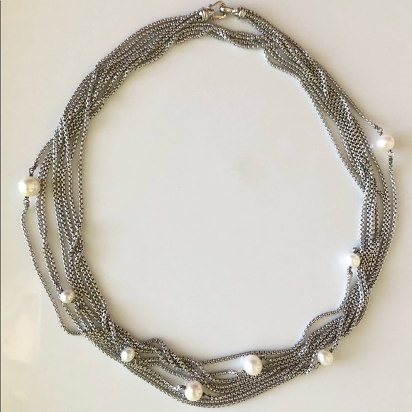 David Yurman Jewelry - David Yurman Four Row Chain Necklace with Pearls